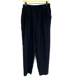 Reiss Pants Size 6 Womens Black Joelle Metallic Shimmer Pleated Pull On Straight